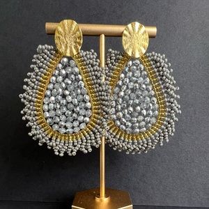 Tear Drop Dangle Earrings for Women - Statement Silver Drop Earrings